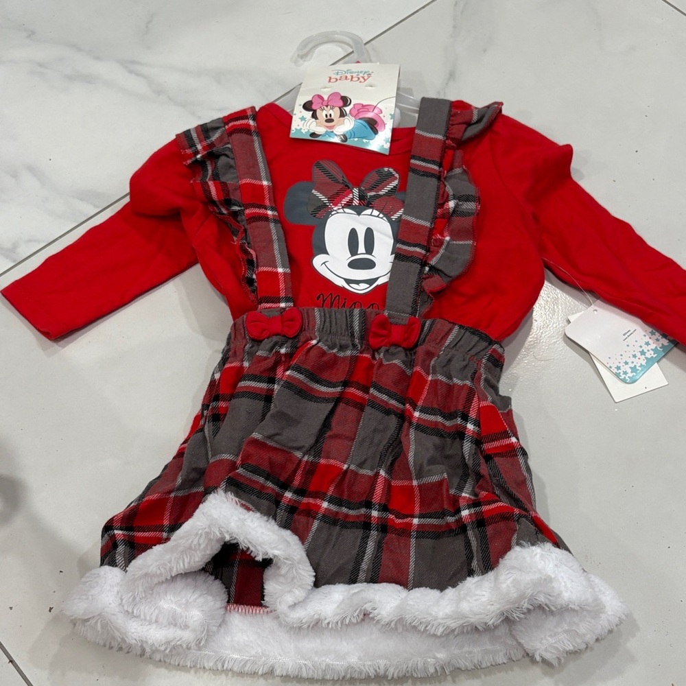 Disney Red and Black Minnie Mouse Baby Outfit
